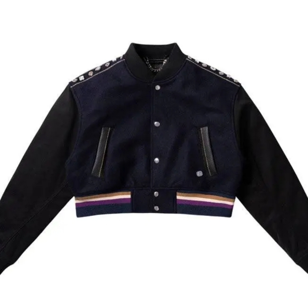 AlphaStyle Briley Cropped Varsity Jacket size S